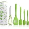 Set di 5 utensili da Cucina in Silicone ,Frusta,Pennello da forno ,Raschietto in Silicone Antiaderente ,Paletta Scanalata