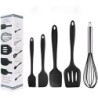 Set di 5 utensili da Cucina in Silicone ,Frusta,Pennello da forno ,Raschietto in Silicone Antiaderente ,Paletta Scanalata