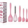 Set di 5 utensili da Cucina in Silicone ,Frusta,Pennello da forno,Raschietto in Silicone Antiaderente,Paletta Scanalata